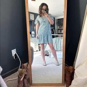 Green Animal Print Mini Dress